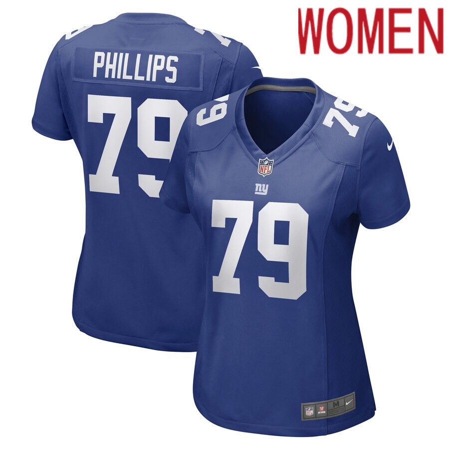 Women New York Giants #79 Tyre Phillips Nike Royal Game Player NFL Jersey->women nfl jersey->Women Jersey